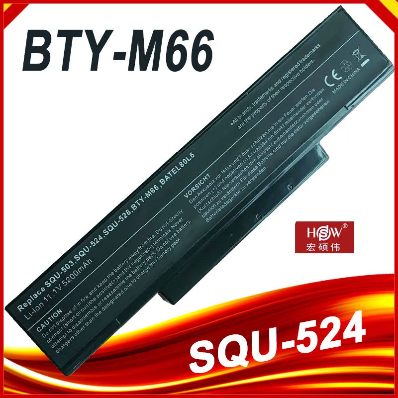 Batteria Del Computer Portatile Bty-M66 Per Msi Squ-528 M655 M660 M662 M670 M677 Cr400 Pr600 Pr620 Gx400 Gx600 Gx610 10.8V 4400Mah 48Wh