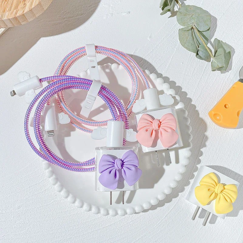 Ins Cute Usb Cable Protector Cover Per Apple Iphone 18/20W Kawaii Organizer Data Line Clear Charging Safe Plug Protection Winder