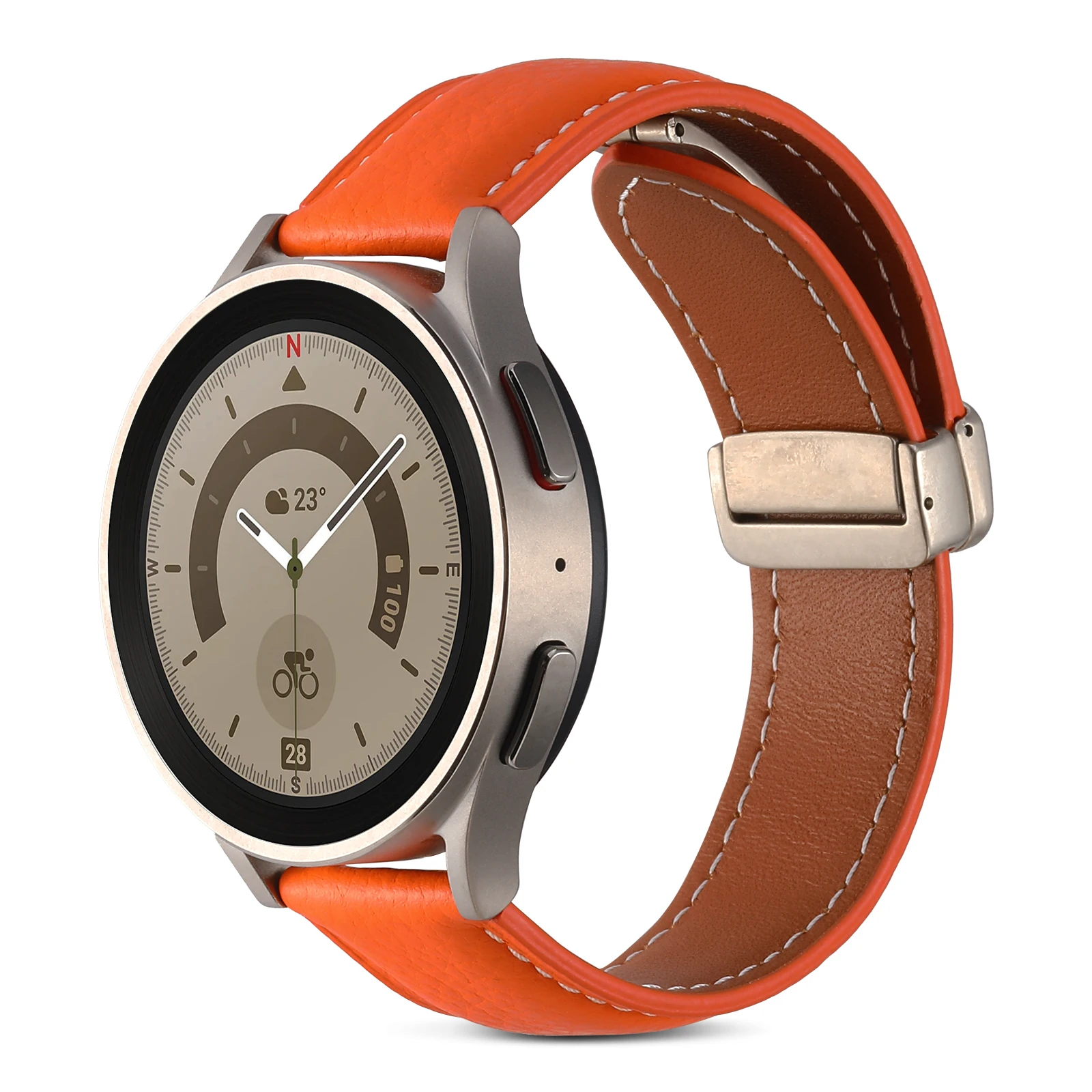 20Mm Folding Buckle Strap For Samsung Watch 5 40Mm 44Mm Watch5Pro 45Mm Leather Strap High Quality Wrist Strap