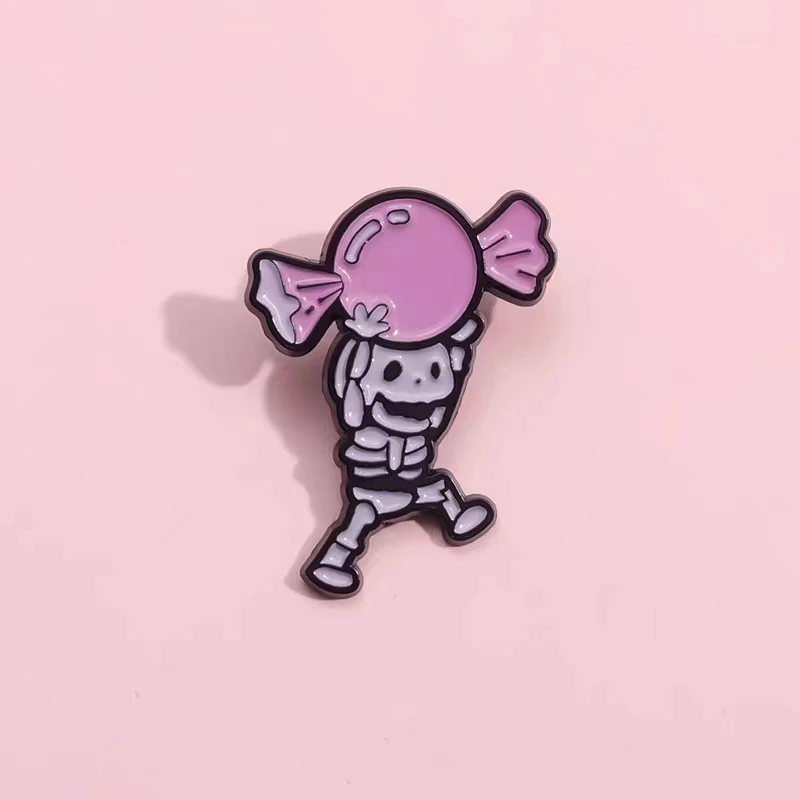 Pin Club | Candy Skeleton Spettrale Cartoon Smalto Distintivo Fantasma Dolcetto O Scherzetto Halloween Spille In Metallo Zaino Deco Regalo All'Ingross