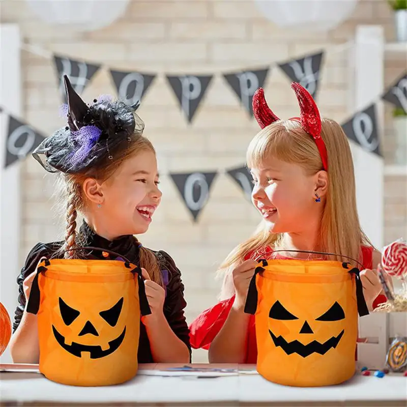 Led Light Conveniente Innovation Festival Handy Pumpkin Candy Holder Dolcetto O Scherzetto Ghost Festival Prop Tote Bag Pieghevole Durevole