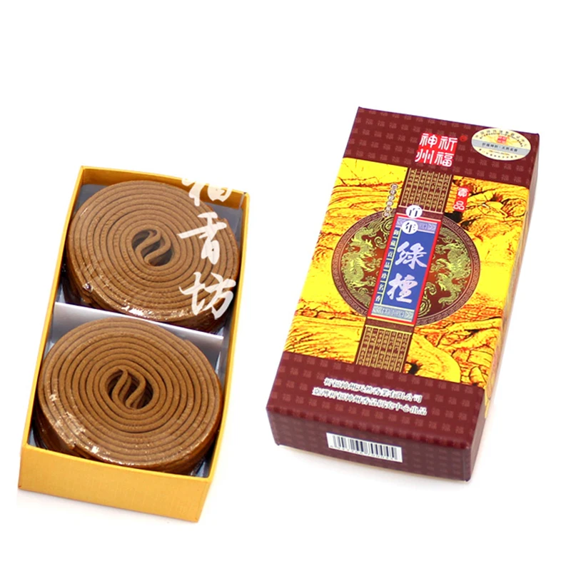 4 Ore 48 Piastre Natural Centennial Green Sandalwood Coil Incenso Antistress Meditazione Aria Fresca Purificante Aria Domestica