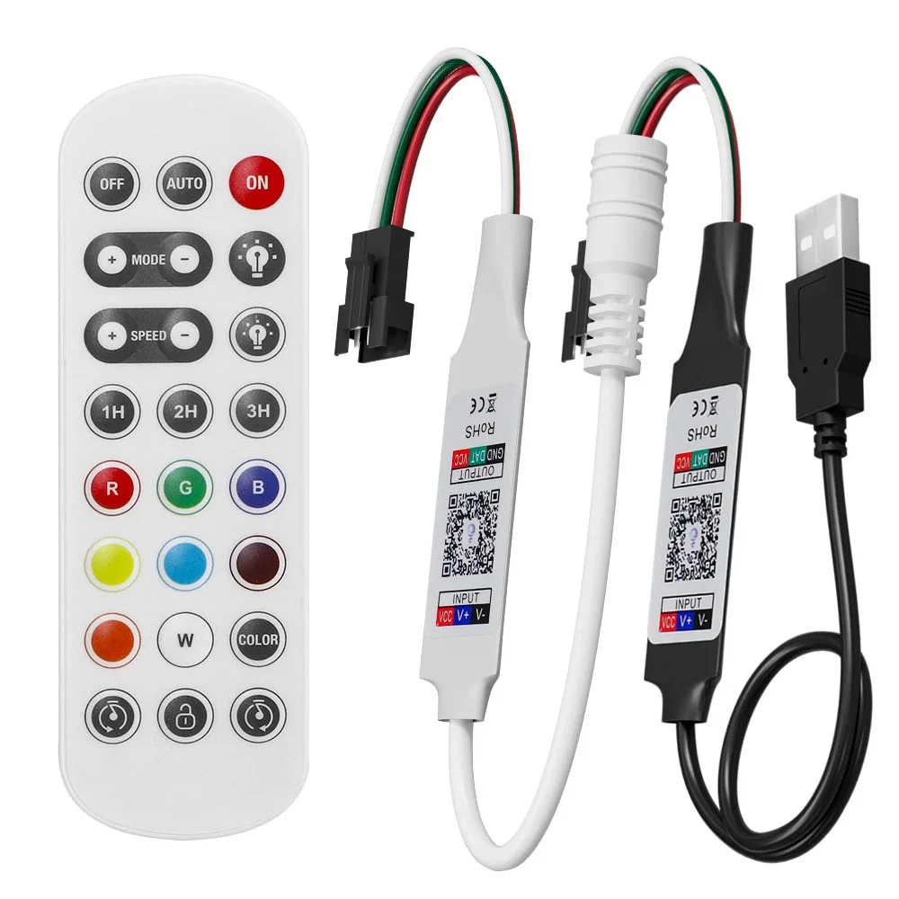 Ws2811 Ws2812 Controller Led Rgbic Bluetooth 2.4G 24 Tasti App Bluetooth Remota Per Ws2811 Ws2812 Pixel Rgb Striscia Led Dc5-24V