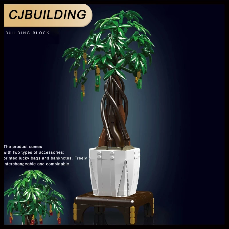 Plant Money Tree Building Blocks "Cash Cow" Bonsai Pianta In Vaso Raccogliere Modello Decorazione Mattoni Set Giocattoli Desktop Decoratie