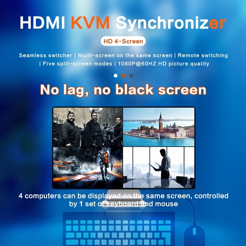 4 X1 Hdmi Kvm Switch 4 Porte Usb Auto Kvm Seamless Switcher 4 Pc Kvm Sincronizzatore Per Stampante Monitor Tastiera Mouse Touch Screen