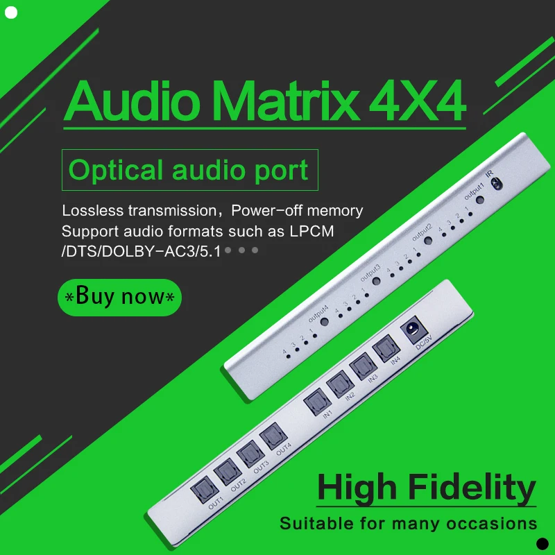 Adattatore Splitter Audio Ottico Spdif Digitale 4 Vie 4 X4 Matrix Toslink Splitter Spdif Cavo Ottico Splitter Hub 4 Input 4 Output