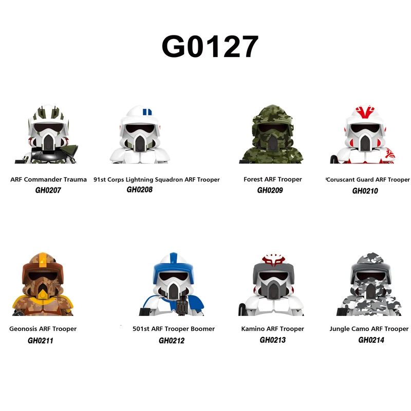 G0127 Building Blocks 8 Pz/Set Geonosi Arf Trooper Figure Forest Arf Trooper Brick Arf Commander Trauma Mini Assembly Toys