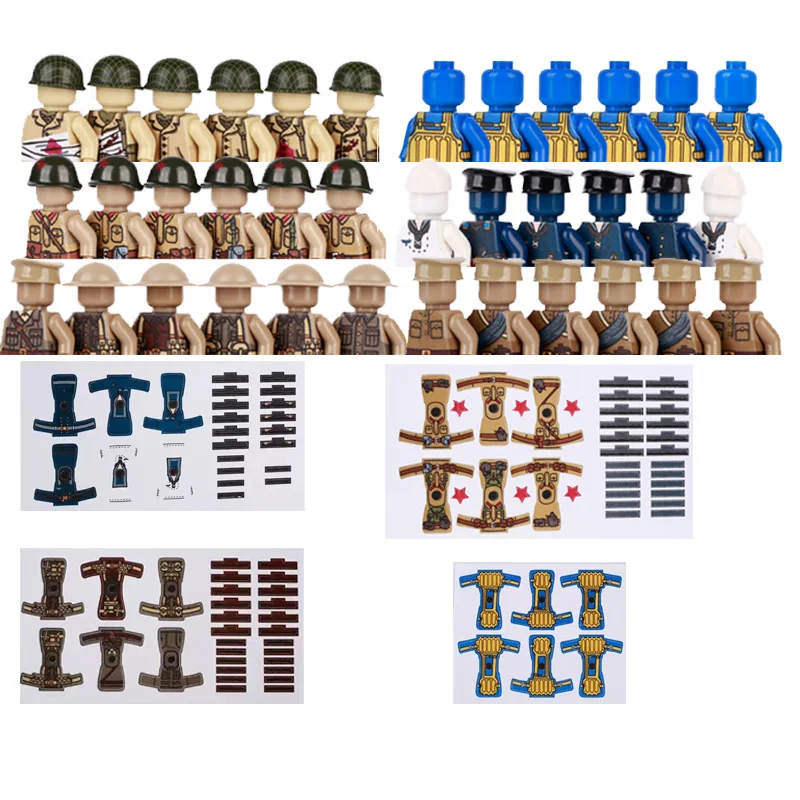 Moc Ww1 Military England Figures Adesivi Soldati Building Blocks Caschi Arma Cap Uk Army Bricks Assemblare Giocattoli Regalo Per Ragazzi