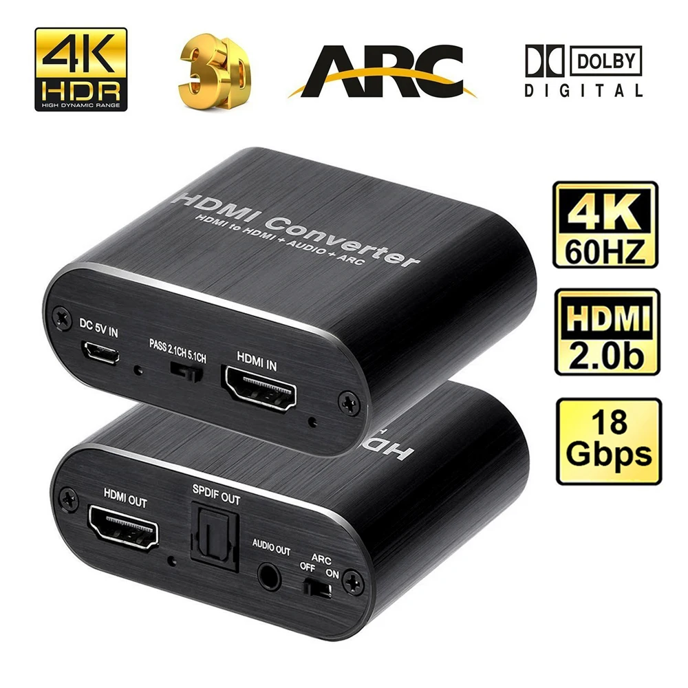 Estrattore Audio 5.1Ch 4K Hdmi Convertitore Audio 4K 60Hz Hdmi 2.0 Arc Splitter Hdmi A Toslink Convertitore Audio Per Ps5