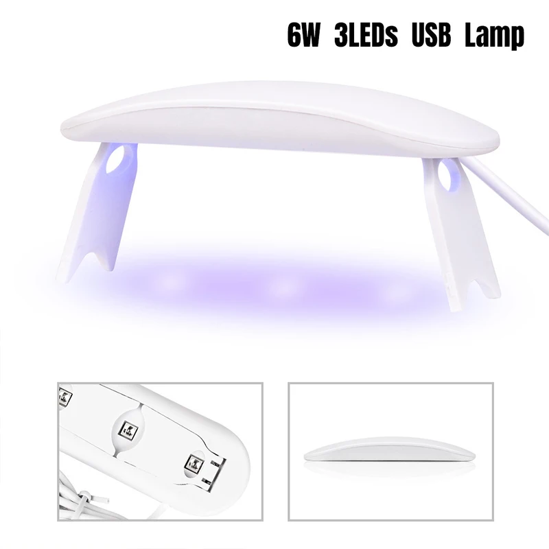 6W Mini Nail Dryer Machine Portable 3 Led Uv Lamp White Pink Home Use Lampada Per Unghie Per Asciugare La Vernice Per Smalto Con Cavo Usb