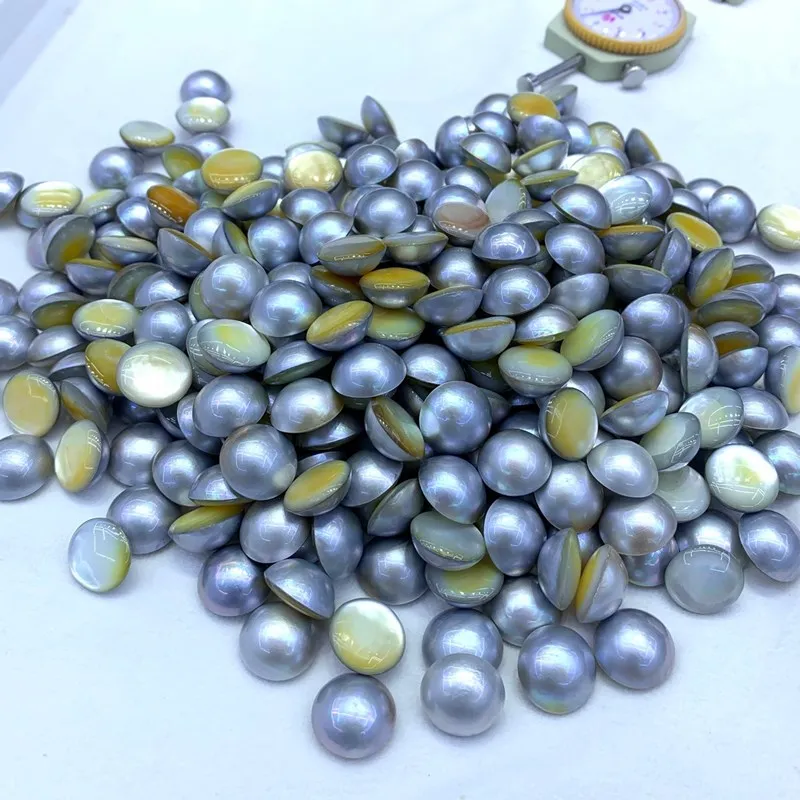 1 Pezzo Sea Mabe Pearl Argento Grigio Ovale 12-18Mm Perline Sciolte Natura All'Ingrosso Senza Foro Ciondolo Fppj