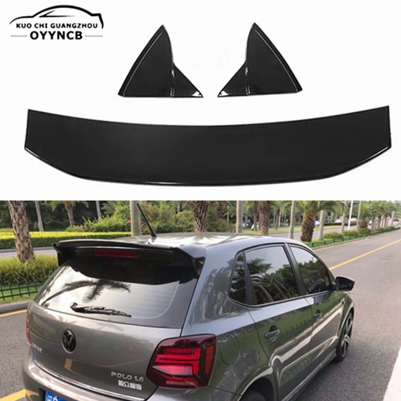 Per Volkswagen Polo Car Black Top Wing Roof Spoiler Materiale Abs 2010-2012
