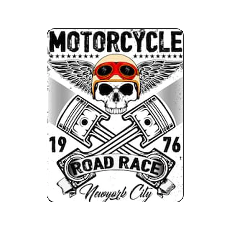 Skull Moto Rcycle Road Race 1976 New York City Moto Sticker Car Decal