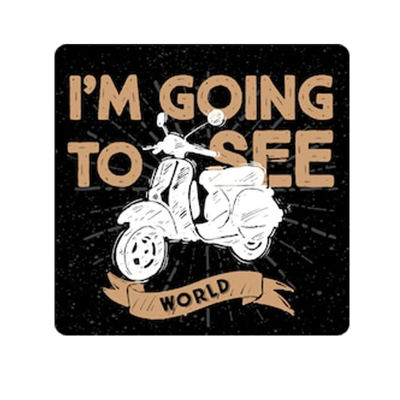 Sketched Retro Scooter On Black I M Going To See Moto Sticker Car Decal