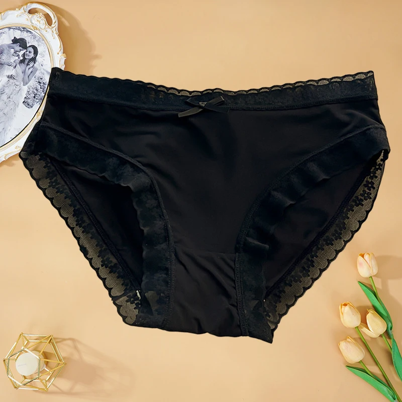 Mutandine Senza Cuciture Per Le Donne Biancheria Intima Di Seta Gelato Giapponese Biancheria Intima Traspirante In Pizzo Sexy Ad Asciugatura Rapida M-