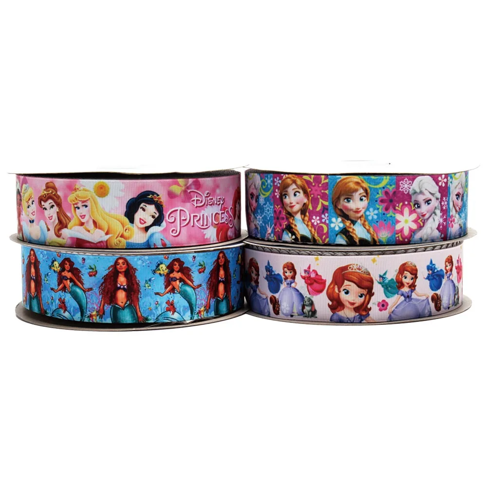 10Yards Princess Disney Ribbon Printed Grosgrain Ribbon The Little Mermaid Frozen For Hairbows Accessori Per Cucire Fai Da Te