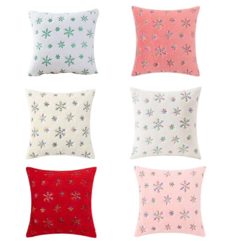 Copricuscino Natalizio Con In Peluche Con Fiocco Neve, Federa, Copricuscino Invernale, Divano, Decorazione, Camera