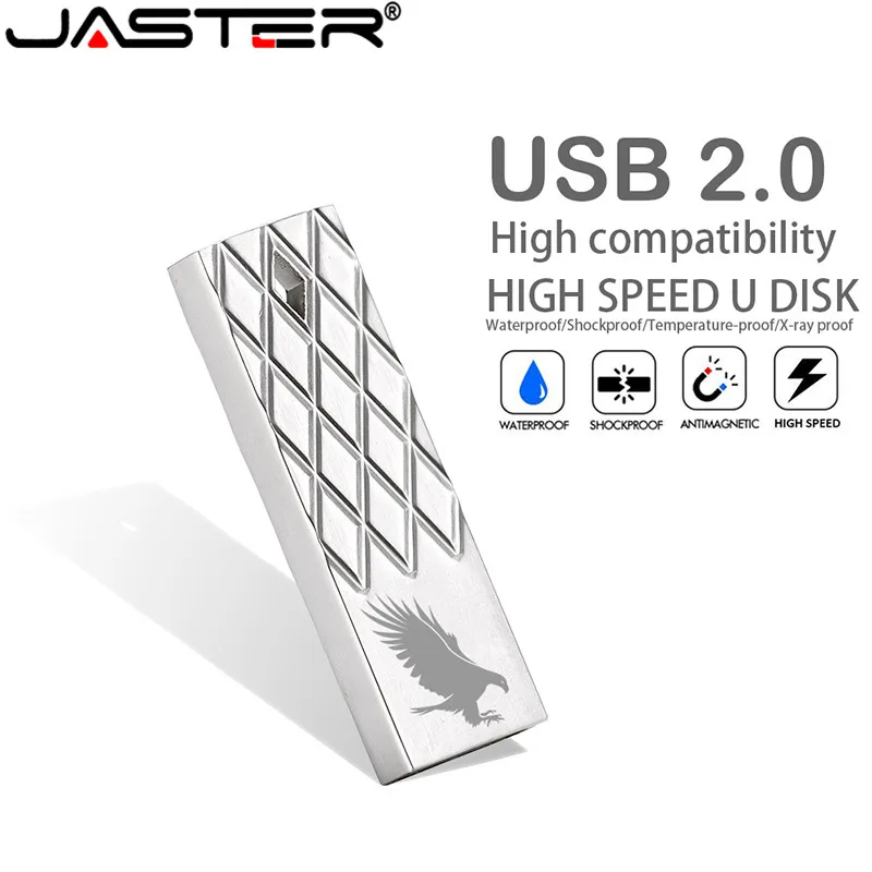 Jaster Diamond Pattern Metal Silver Usb Flash Drive 4Gb 8Gb 16Gb 32Gb 64Gb Capacità Reale Flash Disk 2.0 Logo Personalizzato All'Ingrosso