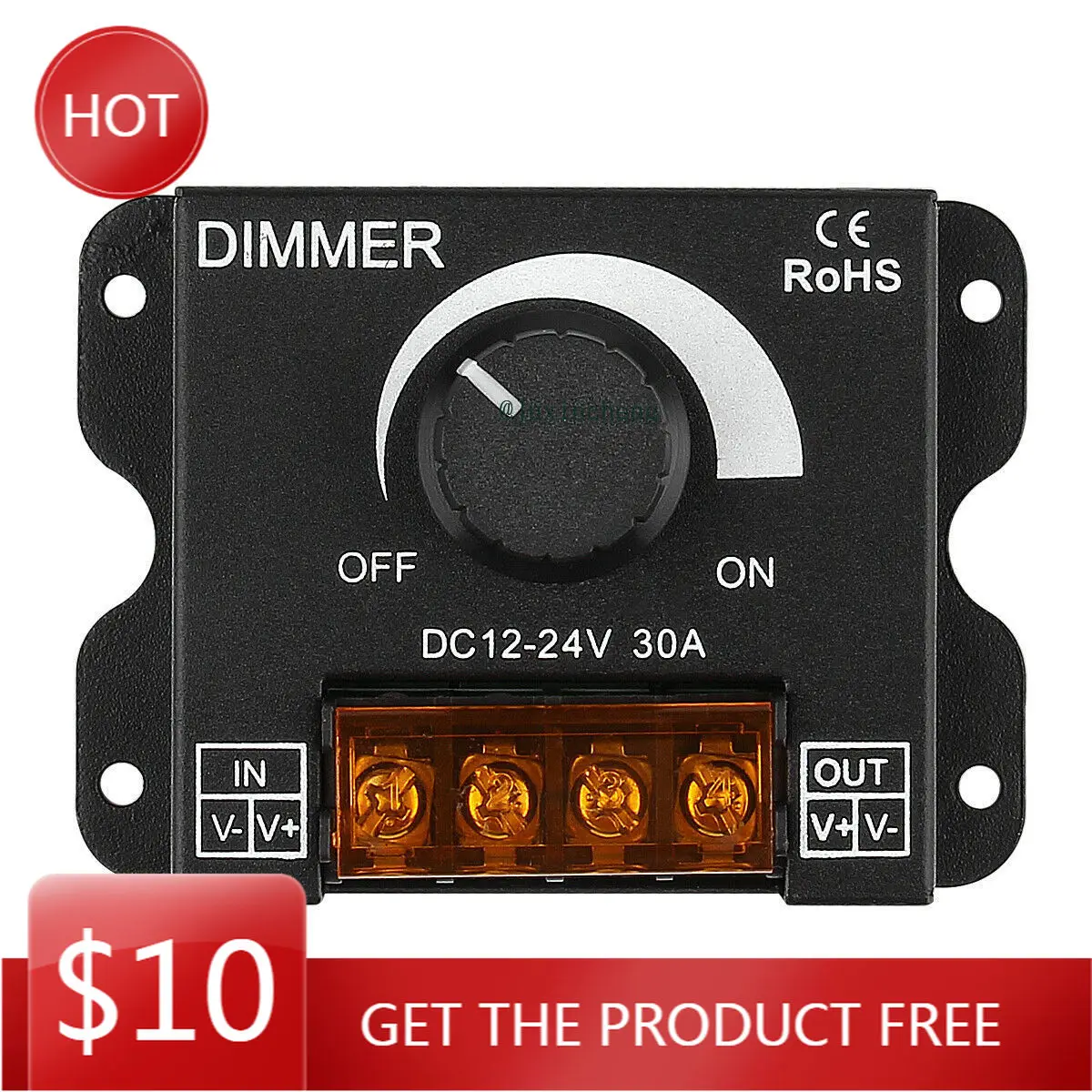 Dimmer Switch Dimmer Manopola Controller Dc 12V-24V 30A Per Striscia Led Monocolore