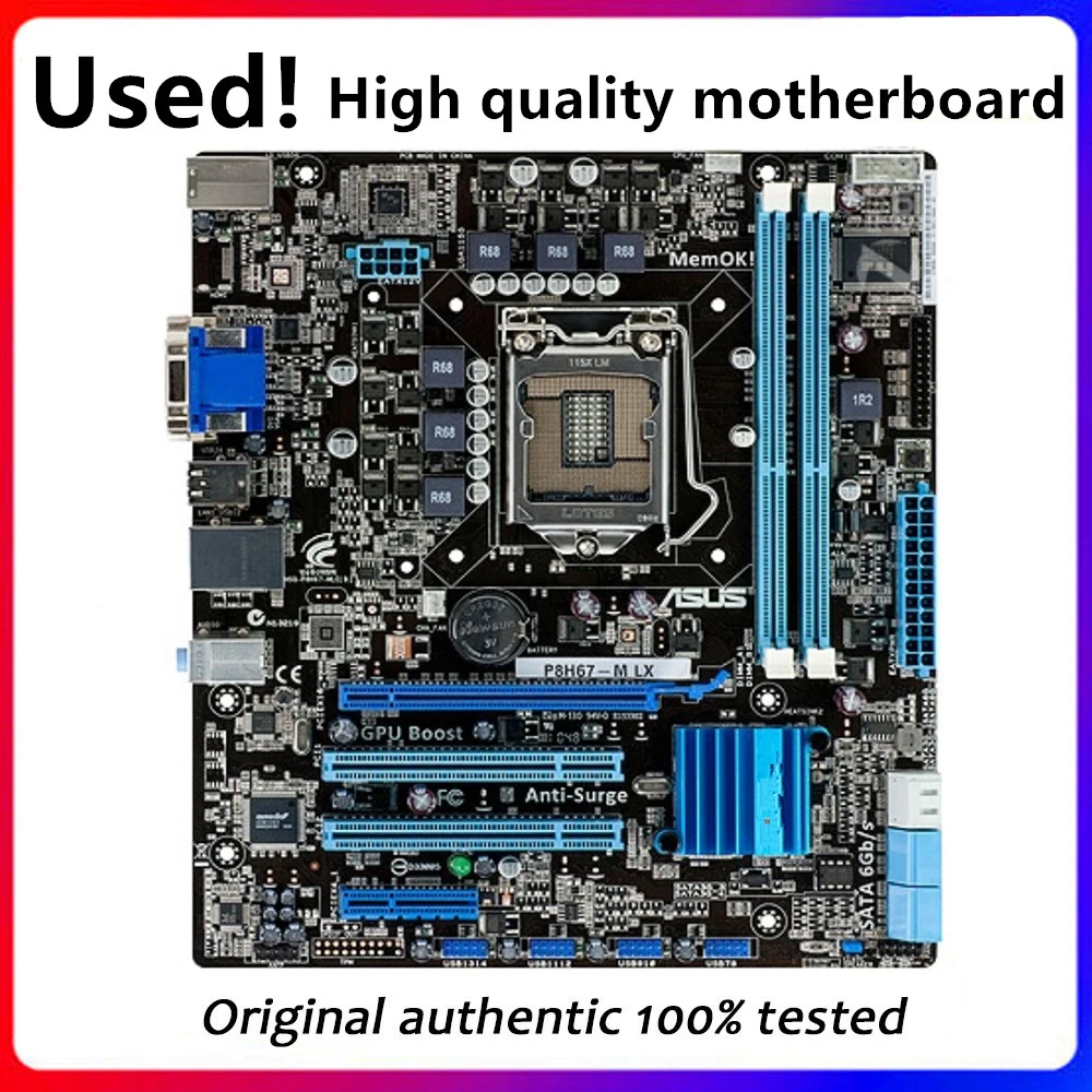 Per Scheda Madre Del Computer Asus P8H67-M Lx Lga 1155 Ddr3 Per Scheda Madre Desktop Intel H67 P8H67 Sata Ii Pci-E X16 Usata
