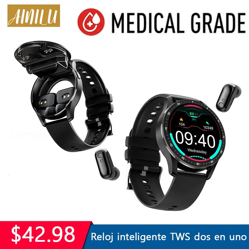 Gt5 Headset Smart Watch Tws Tws Two In One Wireless Bluetooth Dual Headset Call Health Blood Pressure Sport Music Smartwatch