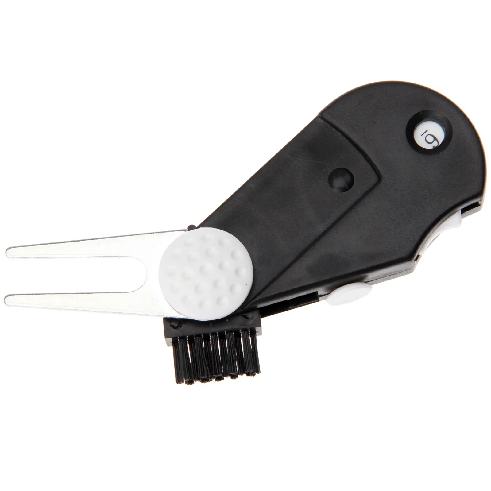 5 In 1 Multi Gadget Golf Putting Green Fork Pieghevole Clip Repair Divot Tool/Groove Cleaner/Ball Brush/Pitch Marker/Contapunti