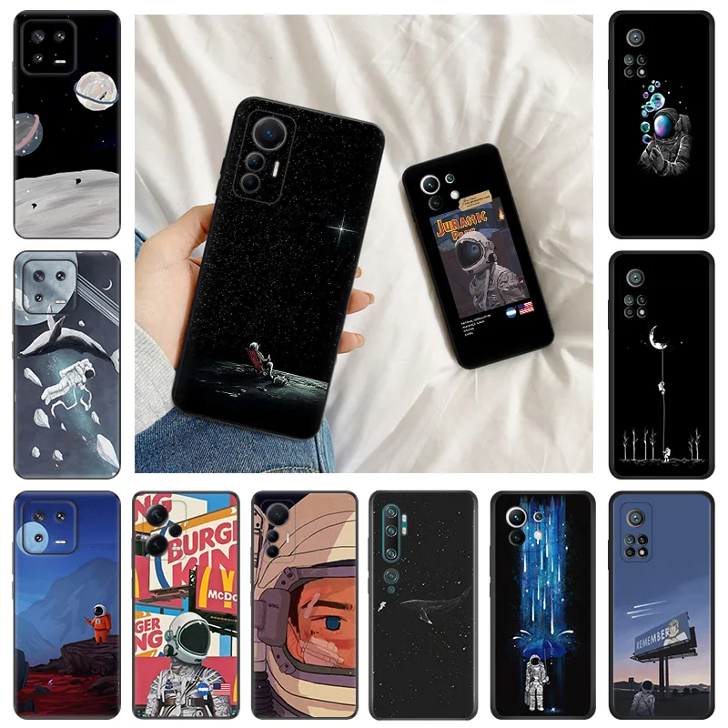 Custodia Morbida Per Xiaomi 13 Pro 12 12S Ultra 12X Mi 11 Lite Note 10 9 Cc9 12T 11T 10T Meteor Moon Universe Cover Nera Per Telefono