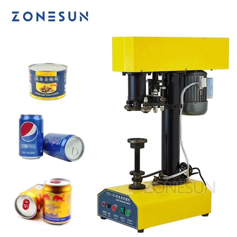 Zonesun Automatic Can Sealing Machine Electric Food Sealler Round Plastic Paper Iron Steel Conserve Food Beer Capping Machine