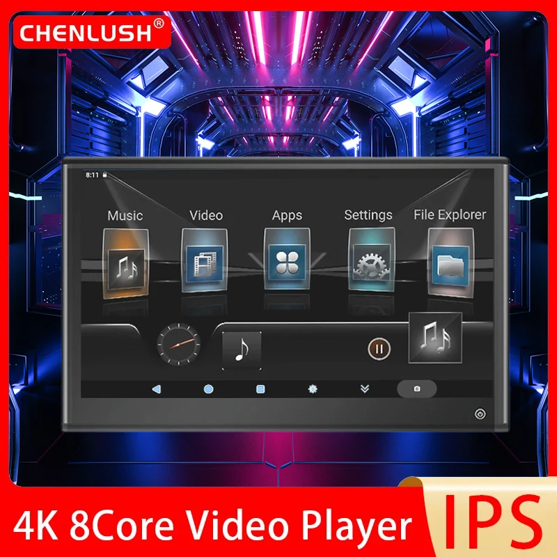 Car Tv Headrest Monitor Android 11.0 4 + 64G Tablet Touch Screen Supporto Auricolare Bluetooth/Fm/Hdmi In + Out/Mirror Link Lettore Video