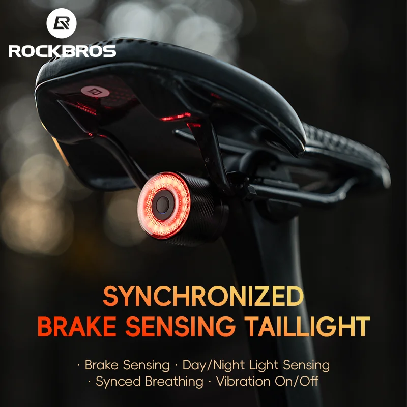 Rockbros Fanale Posteriore Per Bici Smart Brake Sensing Day/Night Sensing Impermeabile Type-C Fanale Posteriore Per Bicicletta Accessori Per Bici Seri