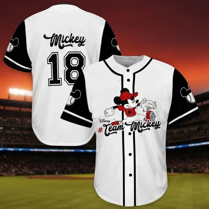 Camicie Da Baseball Topolino Disney Magic Kingdom Camicie Felpe Casual Da Uomo Maglie Da Baseball Disney Camicie Vintage