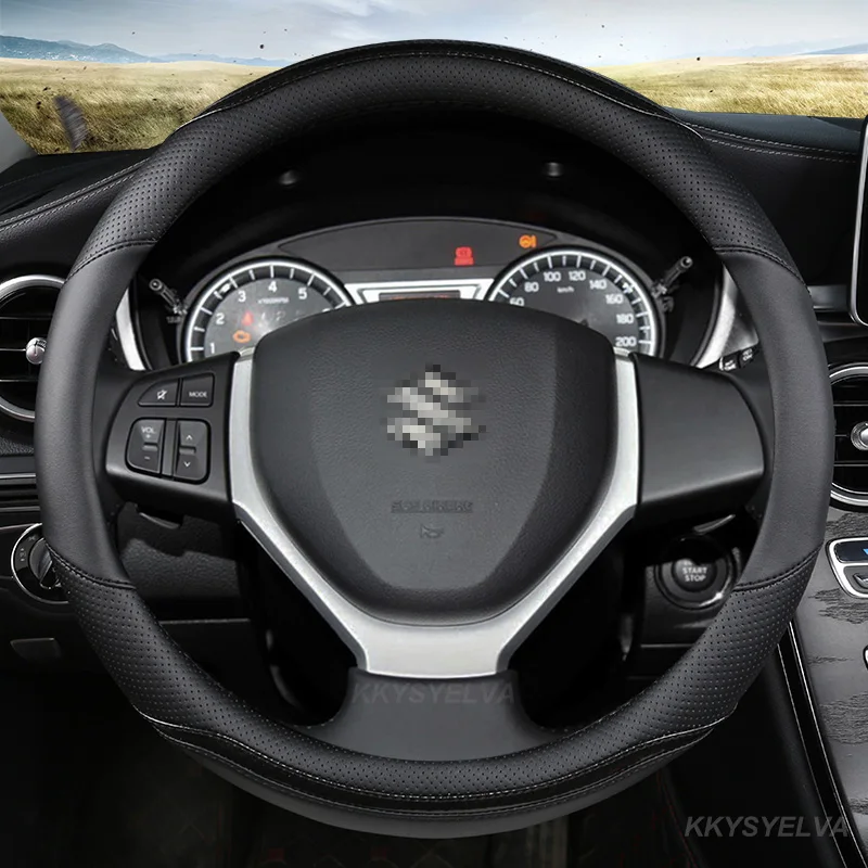 For Suzuki Vitara Grand Vitara Car Steering Wheel Cover Carbon Fiber +Leather Non-Slip Auto Accessories
