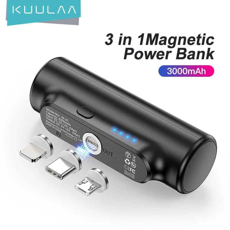 Kuulaa Magnetic Power Bank 3000Mah Mini Magnet Charger Powerbank Per Xiaomi Emergency Mobile Portatile Magnetico Esterno Batteria