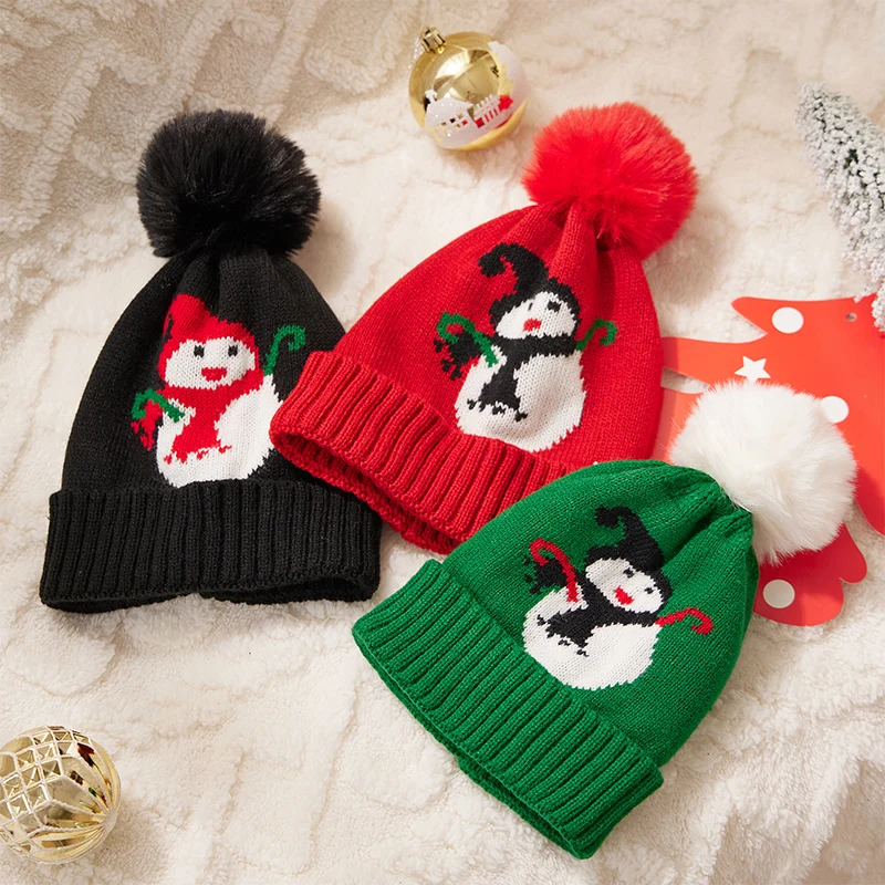 Bmnmsl Baby Christmas Winter Hat Cute Snowman Wool Knit Beanie Warm Cap Per Neonato Accessori Per Il Freddo