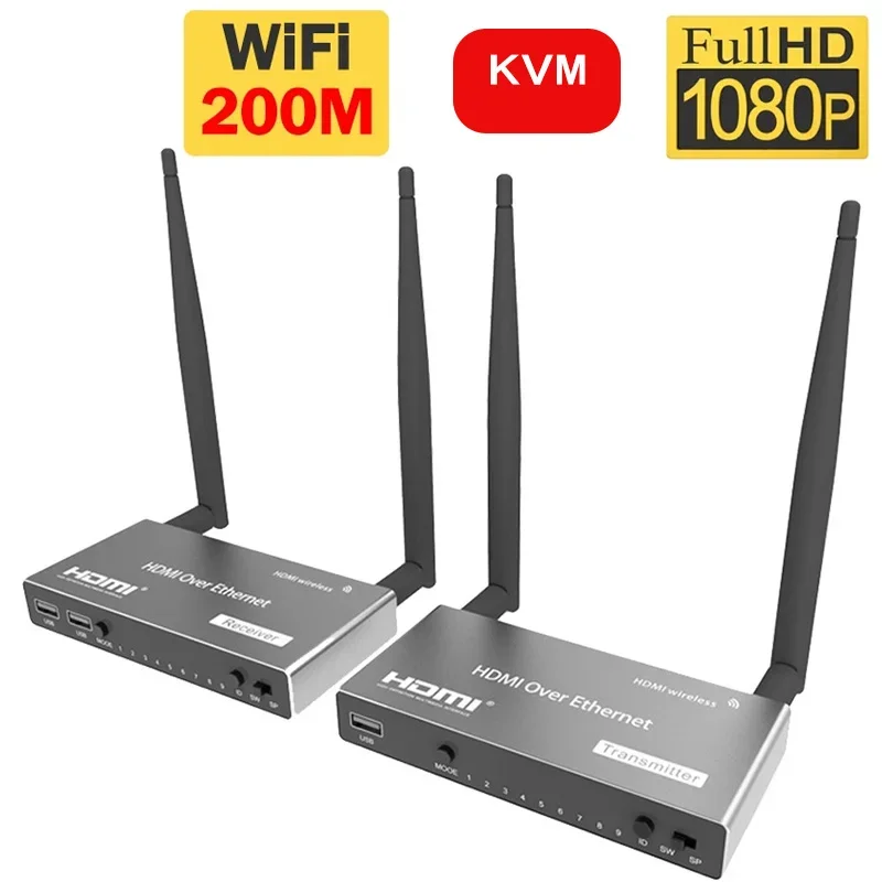200M Wireless Hdmi Kvm Extender Screen Condividi Trasmettitore Video E Ricevitore Hdmi Extender Per Fotocamera Tv Box Laptop Pc To Monitor