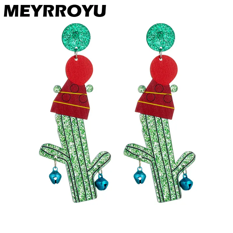Meyrroyu Christmas Cactus Little Red Riding Hood Bells Orecchini Pendenti Per Le Donne Nuovi Gioielli Per Feste Creative In Acrilico