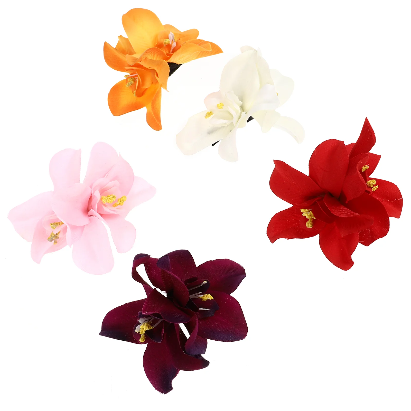 5Pcs Hawaiian Plumeria Flower Clips Hibiscus Plumeria Hairpin Orchid Flower Hair Barrettes Beach Party Decoration ( )