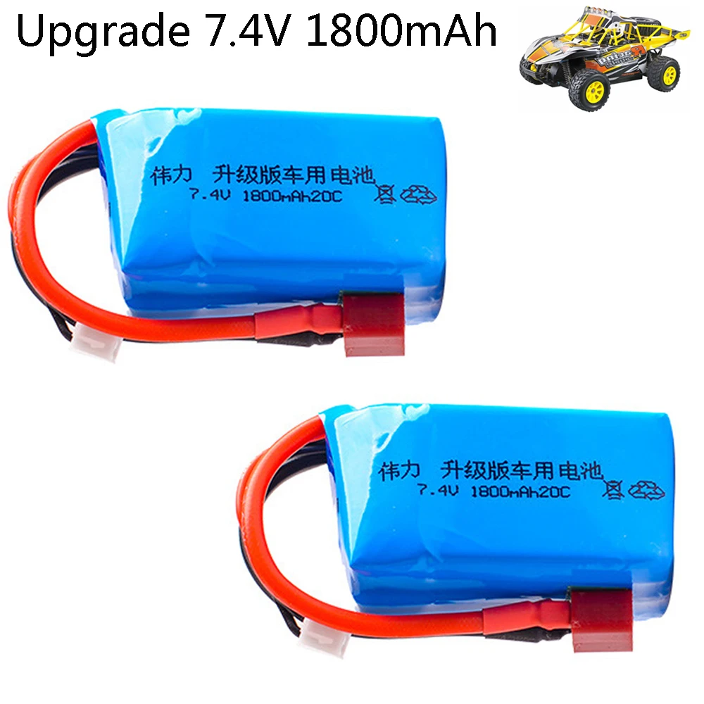 2Pcs 7.4 V 1800Mah 20C Max 40C Lipo Batteria Per Wltoys A959-B A969-B A979-B K929-B Rc Auto Di Ricambio Parti Di Aggiornamento 7.4 V 2S Batteria