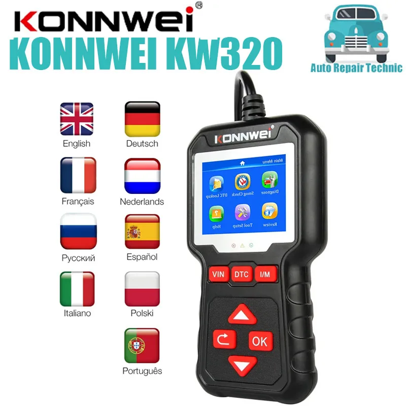 Konnwei Kw320 Obd2 Scanner Per Auto Obd Auto Tools Obd 2 Strumento Diagnostico Scanner Automobilistico Professionale Lettore Di Codici Per Auto Per Au