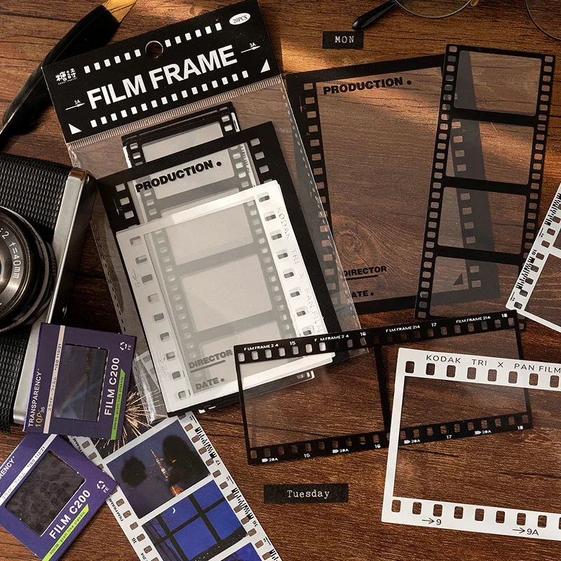 15 Fogli Base Sticker Bag Film Frame Museo Vintage Film Decorazione Materiali Adesivi Forniture Manuale Scrapbook 182*110Mm