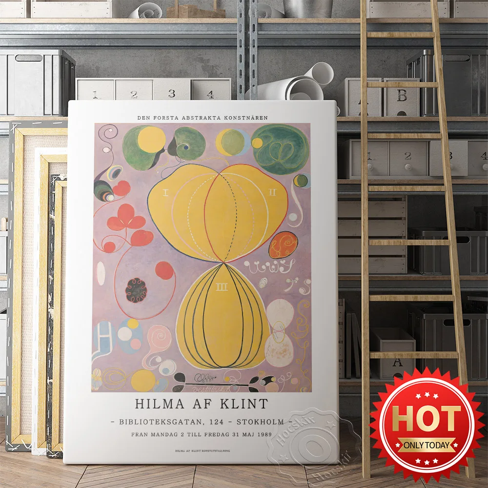 Hilma Af Klint Prints Poster, Abstract Print Art, Hilma Museum Poster, Af Klint Exhibition Wall Art, Stokhn Retro Art Painting