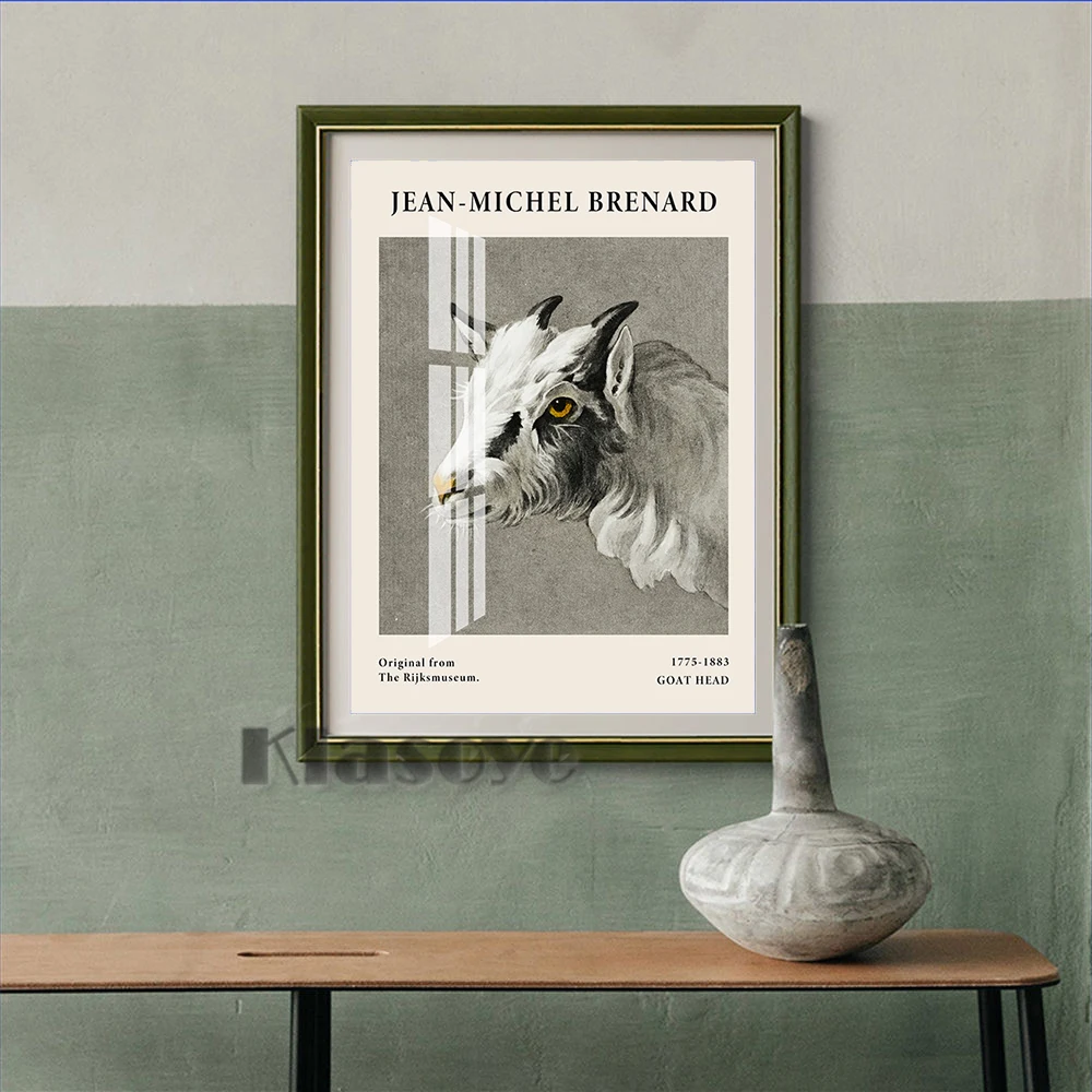 Jean Bernard Animal Portrait Exhibition Museum Poster Head Of A Goat Prints Canvas Painting Housewaring Gift Wall Art Decor