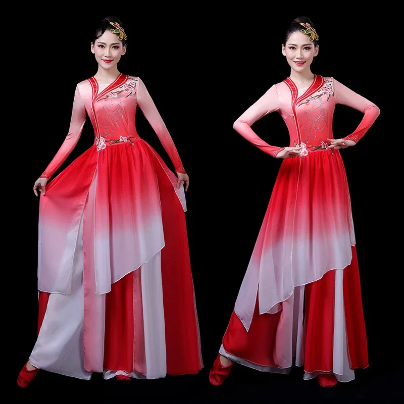 Costume Da Spettacolo Femminile Fan Dance Plum Blossom Fu Suit Yangge Clothes Costume Da Ballo Nazionale