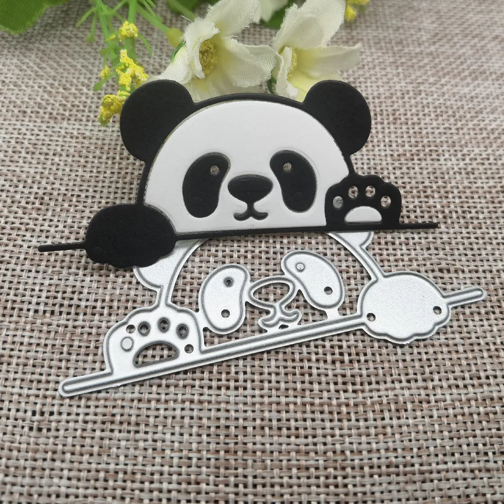Simpatico Panda Che Taglia Animali Muore Stencil Per Fai Da Te Scrapbooking Decorativo Goffratura Artigianale Fustellatura Modello