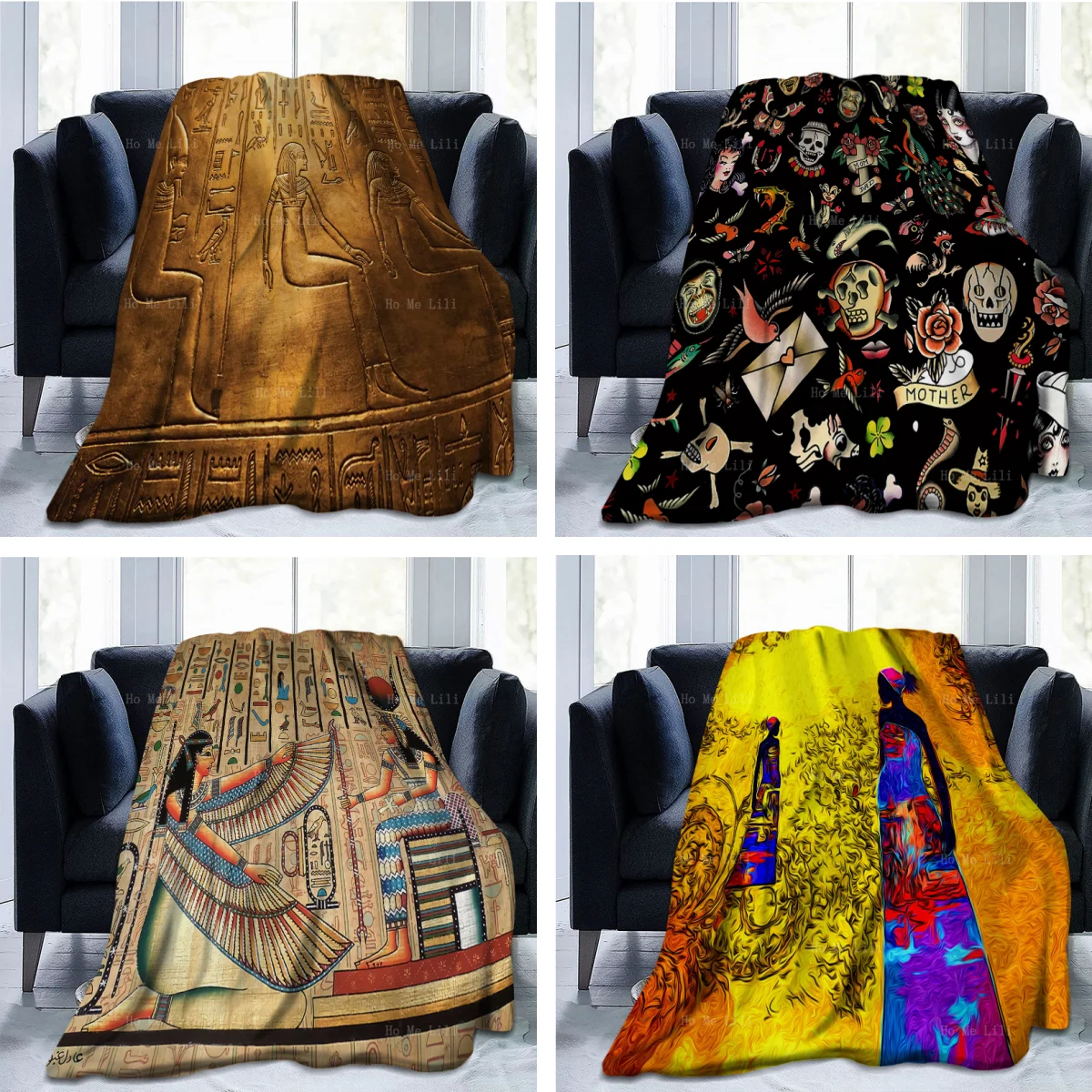 Coperta Di Flanella Ancient Egiziano Hieroglyphics E Cleopatra Motivi Etnici Africani Retrò La Lingua Dell'Ultimo Faraone
