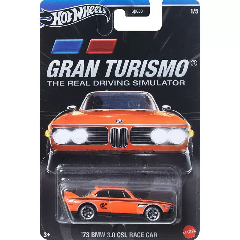 Original Hot Wheels Car Gran Turismo Orange 73 Bmw 3.0 Csl Race Car Real Driving 1/64 Diecast Alloy Vehicles Toys For Boys Model