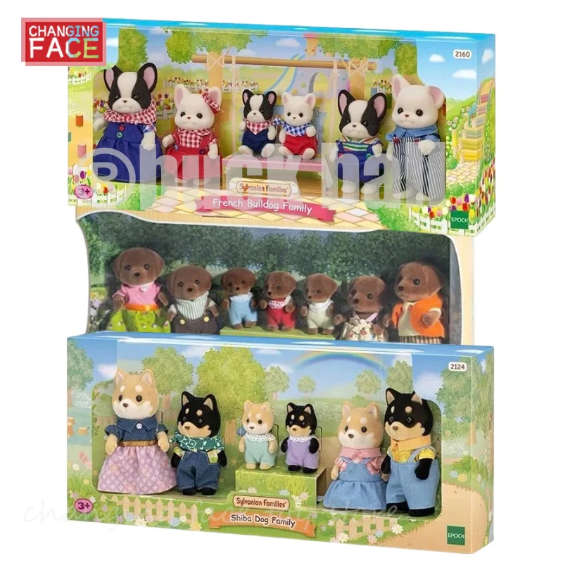 Original Sylvanian Family Anime Figures Toy Children'S Play House Toy Shiba Inu Bulldog Pieghevole Cat Labrador Family Girl Gift