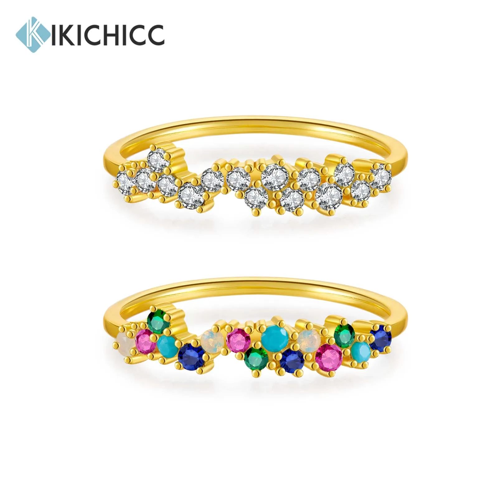 Kikhichicc 100% 925 Sterling Silver Guadalupo Simple Sparkle Tutti Frutti Ring Clear Rainbow Women Wedding Jewelry Circle Luxury