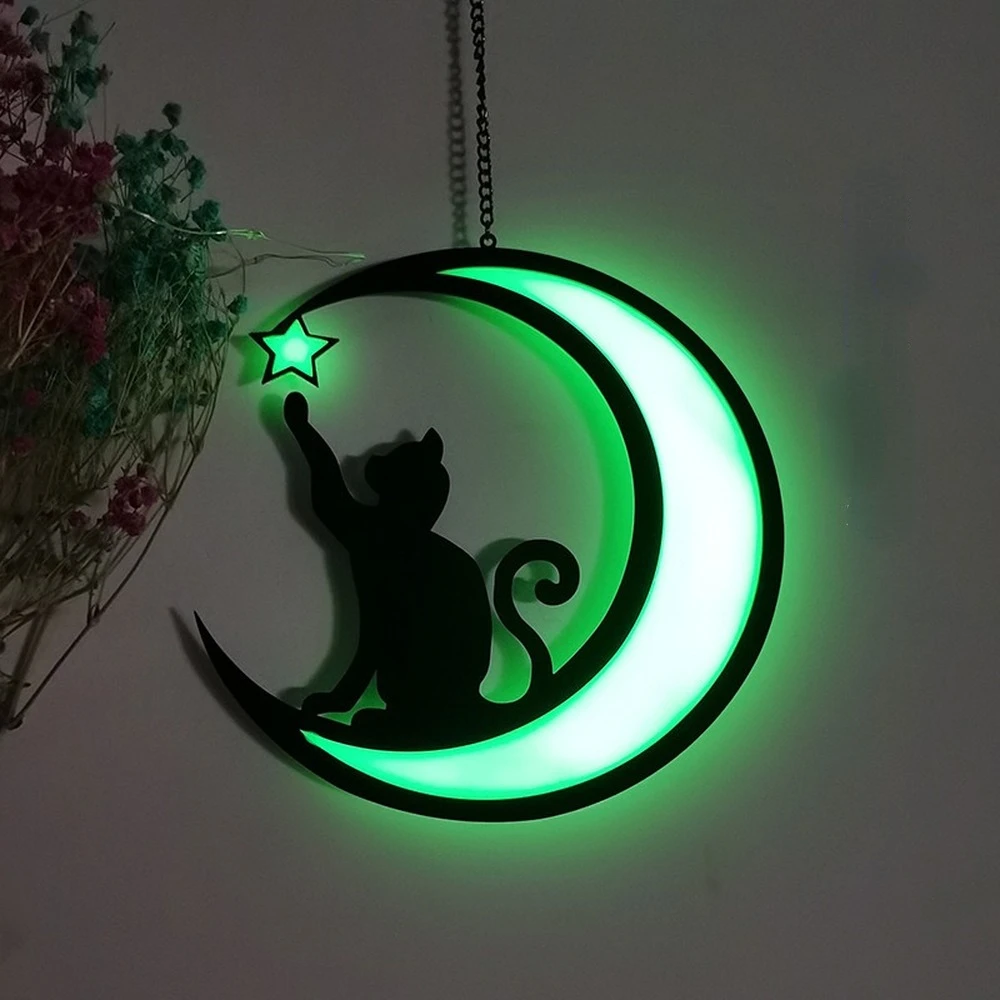 Creative Wrought Iron Metal Crafts Pendant Indoor And Outdoor Decoration Garden Silhouette Luminous Glass Pendant Decoration