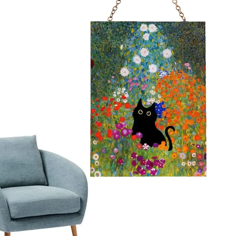 Cat Stained Glass Hang Acrilico Cat Ornament Cat Window Sun Catcher Decorazione Decorazioni Per Animali Ornamento Per Truck Window Home